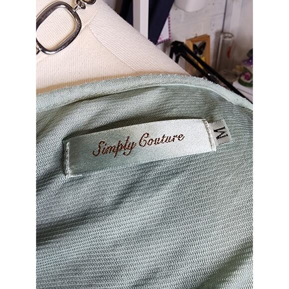 Simply Couture Seafoam Pastel Lace Crochet Asymmetrical Knit Cowl Sweater Top M - Picture 8 of 8